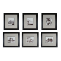 18th Century Ink Framed Wall Art - Set of 6