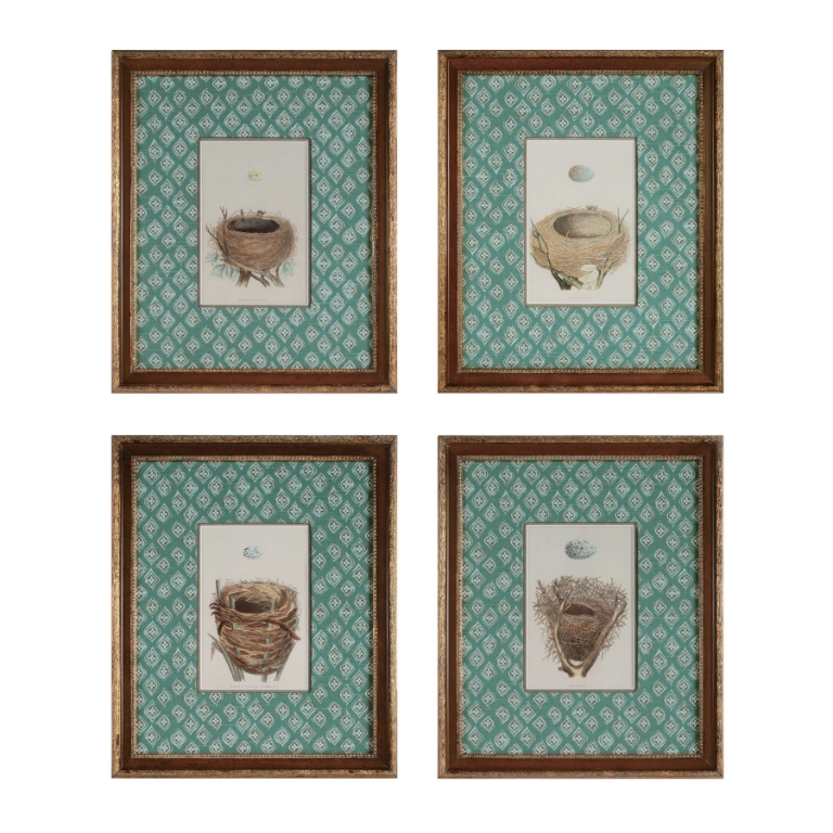 Nest and Eggs Freamed Wall Art - Set of 4
