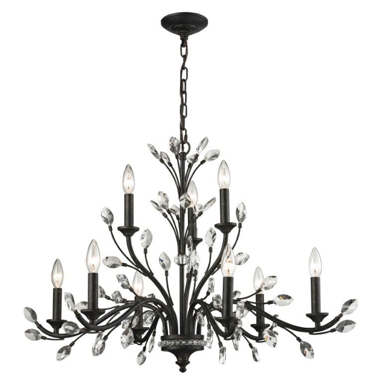 Crystal Branches 33'' Wide 9-Light Chandelier