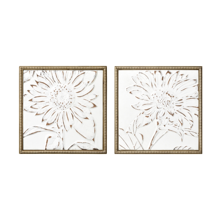 White Flowers Dimensional Wall Art Set of 2