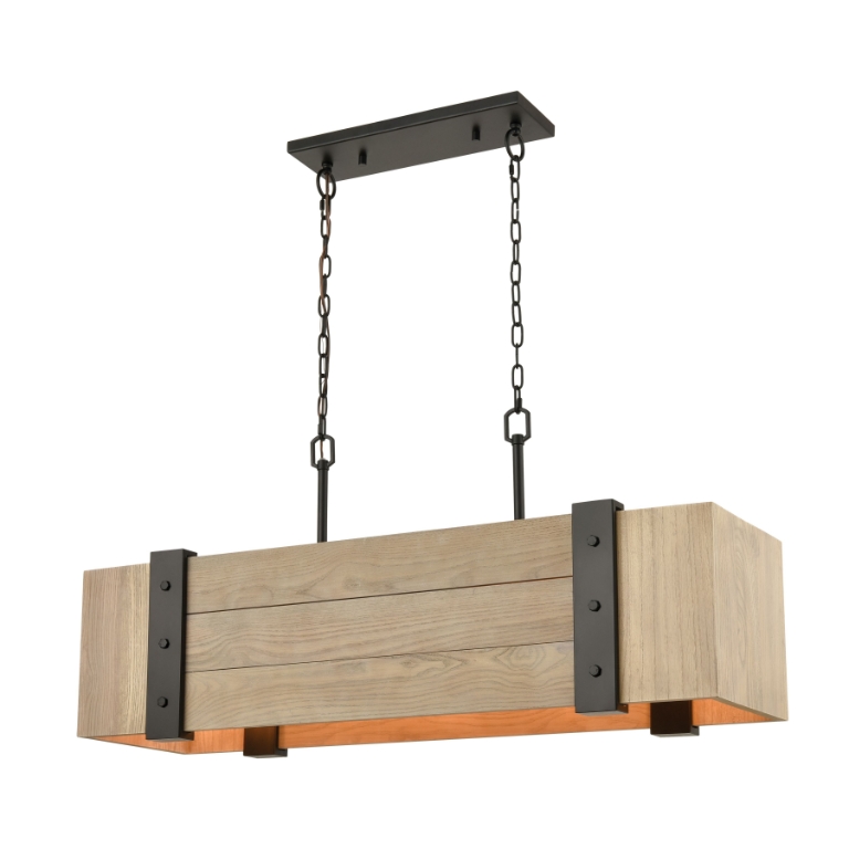 Wooden Crate 40'' Wide 5-Light Linear Chandelier