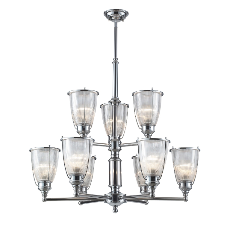 Halophane 33'' Wide 9-Light Chandelier