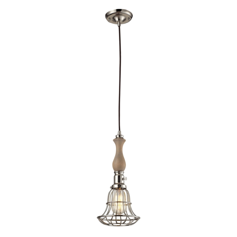 Wood 7'' Wide 1-Light Pendant