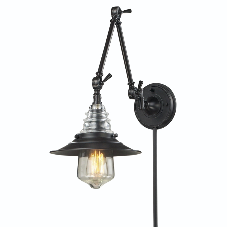 Insulator Glass 18'' High 1-Light Swingarm Sconce