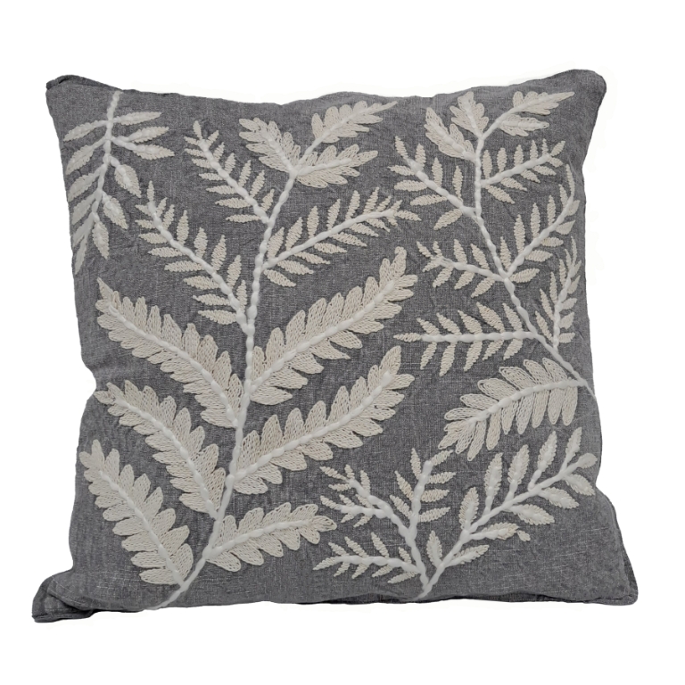 Embroidered Fern 20x20'' Pillow