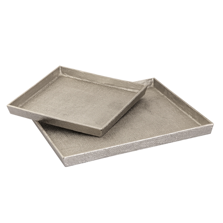 Square Linen Texture Tray - Set of 2